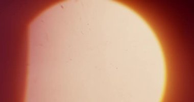 Sonbahar Fişekleri. Video için güzel ve sıcak makro kaplamalar. Kristal 'den geçen güneşin parıltısı. Camın içinden Parlak Işık Yakından.