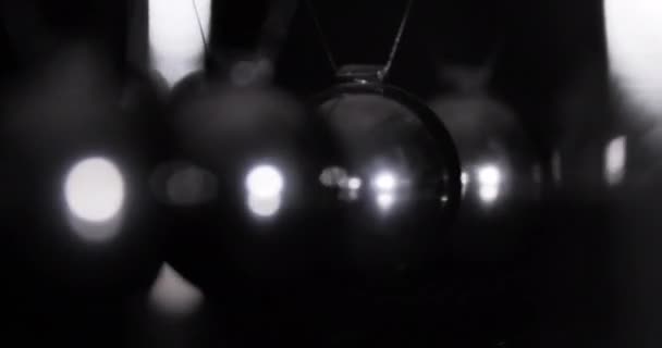 Newton Cradle Close Pendulum Wave Metal Balls — Stock Video