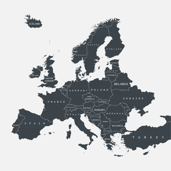 Карта Европы изолирована на белом фоне . — стоковый вектор