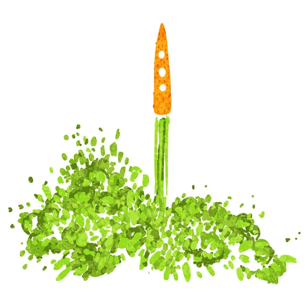 Illustration du concept d'un mode de vie sain. Des carottes avec des moitiés, décollant comme une fusée. Nouveau concept de vie saine . — Image vectorielle