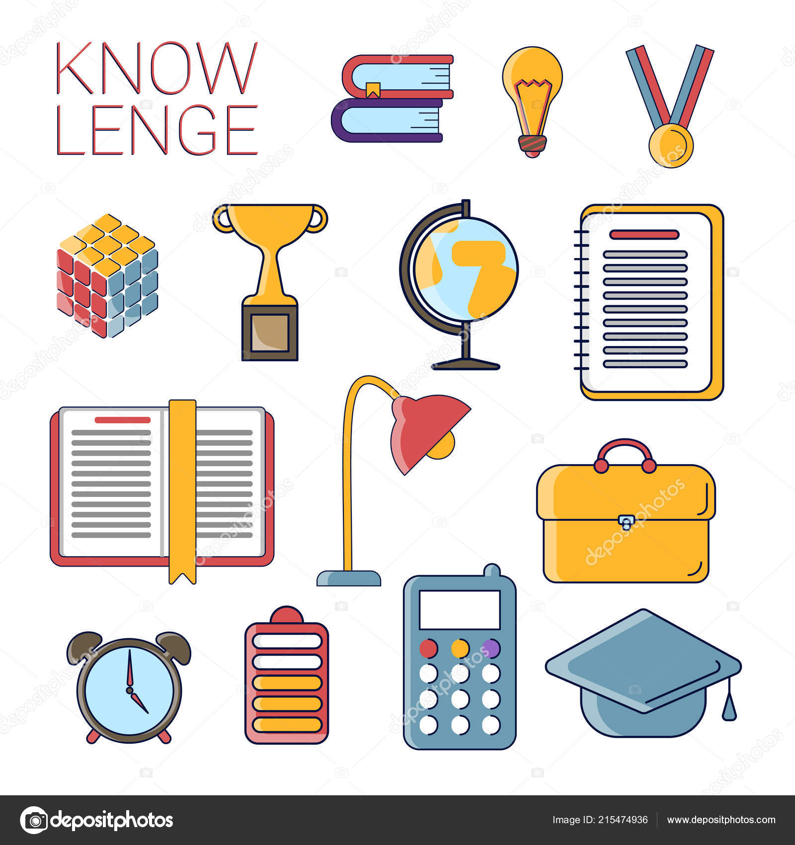 Set of school and university educational vector flat icons ...