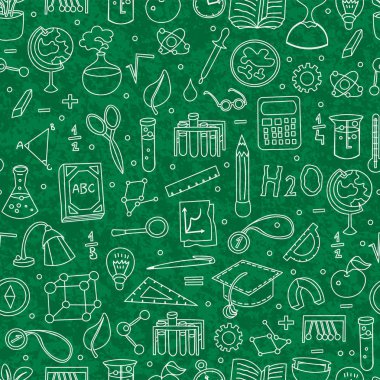 Okul yönetimi geri okul öğeleri ve malzemeleri ile okul desene. Geri okul sorunsuz arka plana el çizmek stil öğeleri ve sevimli çocuklar için karikatür, hoş geldiniz. Okula dönüş