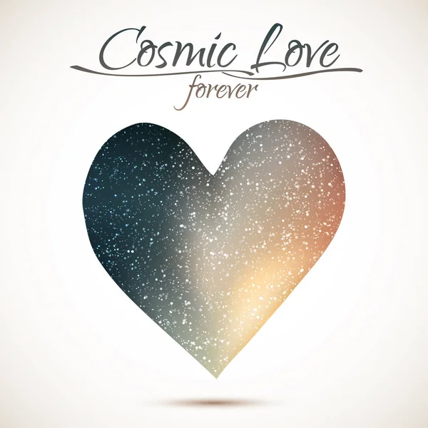 Kosmisk kärlek koncept, hjärta med natthimlen och stjärnor. Kärlek kort illustration — Stock vektor