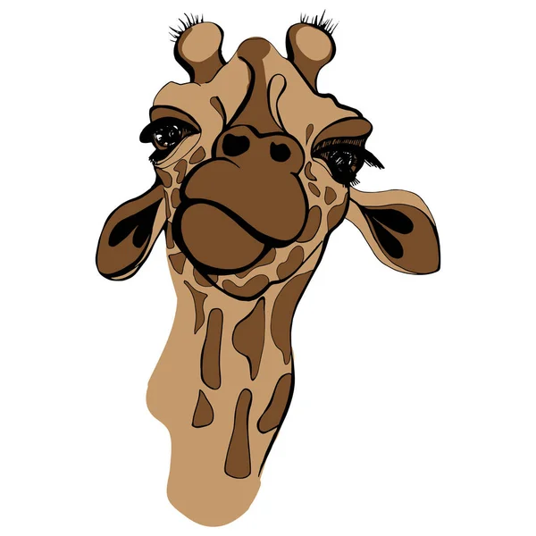 Żyrafa wektor ilustracja na t-shirt. Portret safari żyrafa w śmieszne okulary — Wektor stockowy