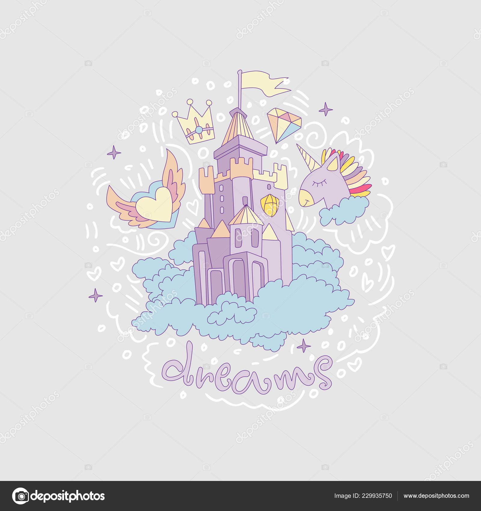 Dessin Animé Amusant Médiéval Château Avec Le Concept Du