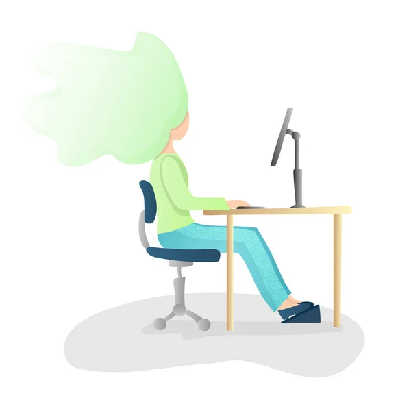 Ergonomic, healthy Correct sitting Spine Posture. Healthy Back and Posture Correction illustration. Office Desk Posture. Curvature of Spine with Good Position sitting when working at Computer — Stock Vector