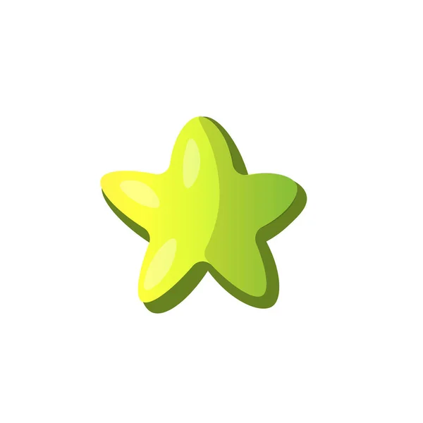 Vector de dibujos animados icono estrella verde. Icono de estrella de dibujos animados verde con forma suave redonda — Archivo Imágenes Vectoriales