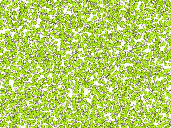 Summer green leaves vector seamless pattern. deciduous tree leaf pattern, falling cartoon leaves on white background, seamless summer and spring decorative pattern. Foliar leaf seamless pattern — Stock Vector