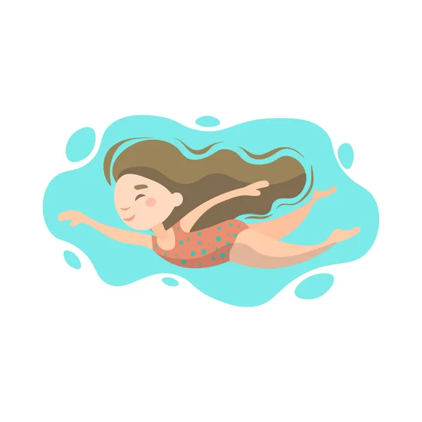 小可爱的女孩在海水、海洋、游泳池的水下游泳。在白色背景上隔离的暑假概念. — 图库矢量图片