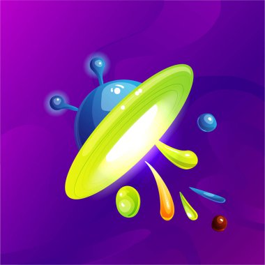 Uzay fantezi gezegen, asteroit, ay, fantastik dünya oyunu vektör karikatür simgesi, illüstrasyon. Renk asteroit ve gezegen, illüstrasyon fantastik evren karikatür gezegenler. Fantezi renkli gezegen ile