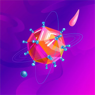 Uzay fantezi gezegen, asteroit, ay, fantastik dünya oyunu vektör karikatür simgesi, virüs tarzında illüstrasyon. Renk asteroit ve gezegen, illüstrasyon fantastik evren karikatür gezegenler. Fantezi
