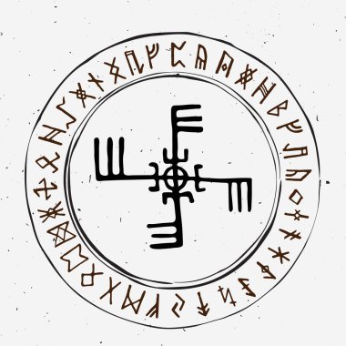 Yazıda İskandinav islandic ve viking runes ayarlayın. Sihirli el komut dosyası kullanan talismans semboller çizin. İzlanda'daki eski tılsımlar vektör kümesi. Galdrastafir, mistik erken Kuzey büyü belirtileri. Etnik İskandinav viking
