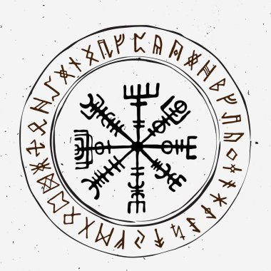 Yazıda İskandinav islandic ve viking runes ayarlayın. Sihirli el komut dosyası kullanan talismans semboller çizin. İzlanda'daki eski tılsımlar vektör kümesi. Galdrastafir, mistik erken Kuzey büyü belirtileri. Etnik İskandinav viking