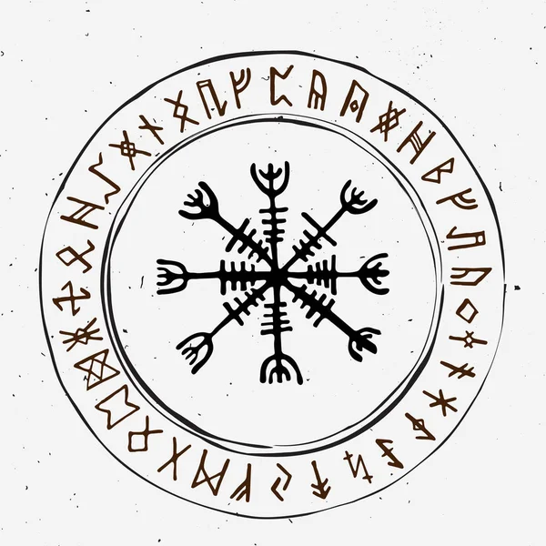 Yazıda İskandinav islandic ve viking runes ayarlayın. Sihirli el komut dosyası kullanan talismans semboller çizin. İzlanda'daki eski tılsımlar vektör kümesi. Galdrastafir, mistik erken Kuzey büyü belirtileri. Etnik İskandinav viking