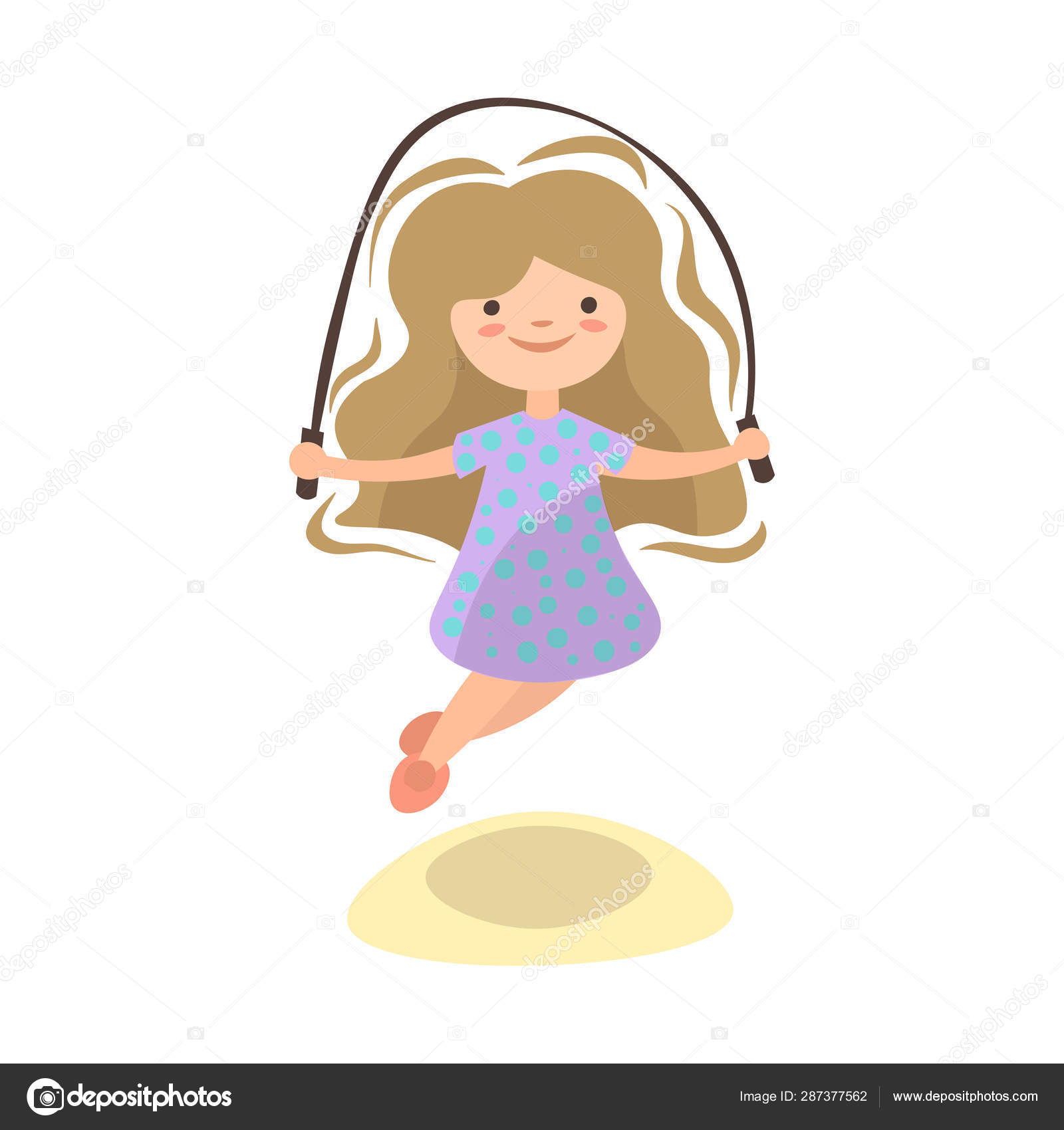 Little Girl Jumping With Jump Rope Summer Kids Activity Vector Cartoon Illustration Vector Image By C Lisaalisa Ill Vector Stock