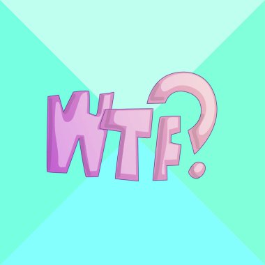 WTF-Comic vektör karikatür illüstrasyon. Çizgi roman WTF sembolü, sticker etiketi, özel teklif etiketi, reklam rozeti. İmza bayrağı. Comics konuşma kabarcık Bang. Sevimli karikatür illüstrasyon
