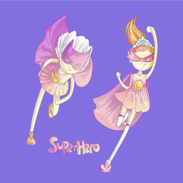 Superhero girl, little teen girl as a superhero vector cartoon illustration with gradients. Super hero flying through the sky, brave princess, cute cartoon feminism concept with superhero girl.