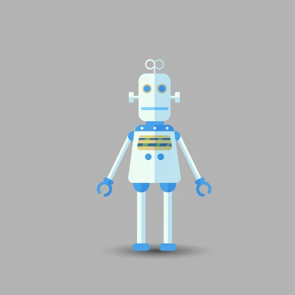 Retro vintage grappige vector robot icoon in platte stijl geïsoleerd op grijze achtergrond. Vector vintage illustratie van platte Chatbot icoon. Klantenservice chat bot. Leuke cartoon retro robot icoon — Stockvector