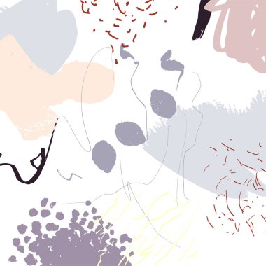 Gri, şeftali ve kırmızı renklerle vektör soyut desen. Kuru mürekkep fırçası tarafından oluşturulan soyut sanat şekilleri. Sanatsal şekil arka plan. sanatsal yaratıcı evrensel arka plan. El Çizilmiş dokular. Düğün