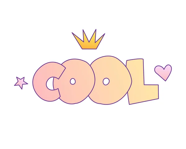 Cool letras de chica con colores degradados. Cool Girl palabras, estilo lindo de dibujos animados con elementos decorativos aislados en blanco — Archivo Imágenes Vectoriales