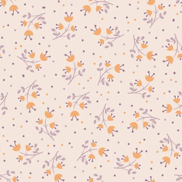 Roztomilý podzimní květinový bezešvý vzor s listy a květy. Roztomilý květinový vzor, podzimní nálada, podzimní nálada — Stockový vektor