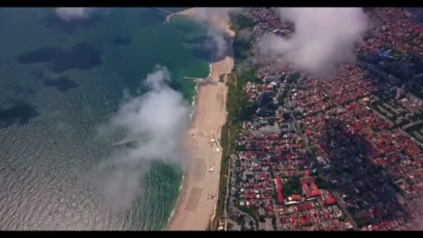 Flying High Altitude Clouds Constanta City Major Industrial Economical Hub — Stock Video