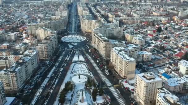 Flygfoto Över Ploieşti Centrum Östra Rumänien Drone Skott Över Avenyn — Stockvideo