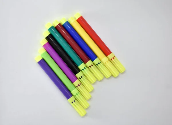 multi colour sketch pens in a special pattern for kids to colour their artwork