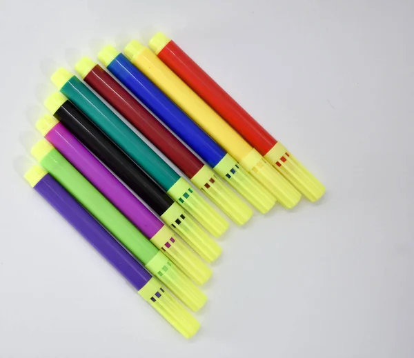 multi colour sketch pens in a special pattern for kids to colour their artwork