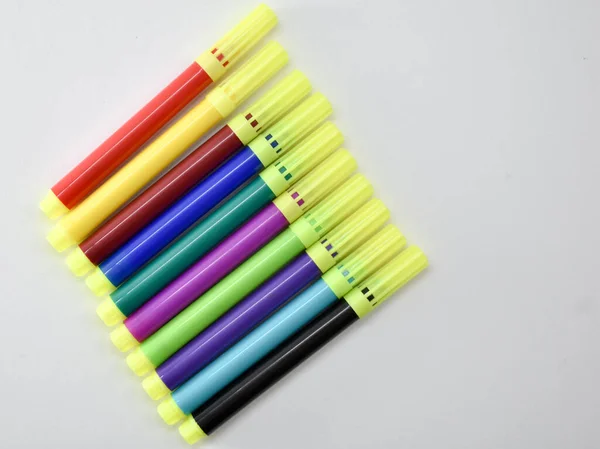 Penne Schizzi Multicolore Modello Speciale Bambini Colorare Loro Opere Arte — Foto Stock