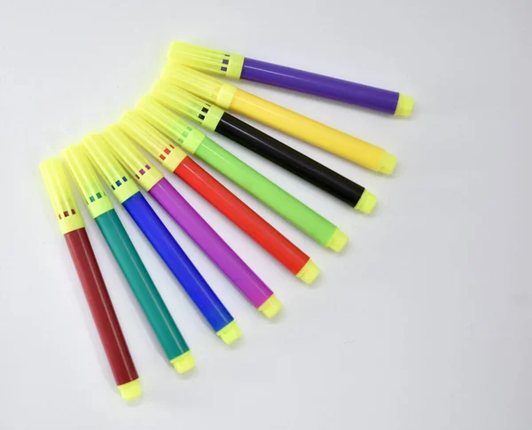 Penne Schizzi Multicolore Modello Speciale Bambini Colorare Loro Opere Arte — Foto Stock