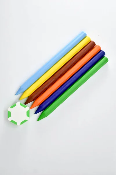 Big Colourful Crayons Kids — Stock Photo, Image