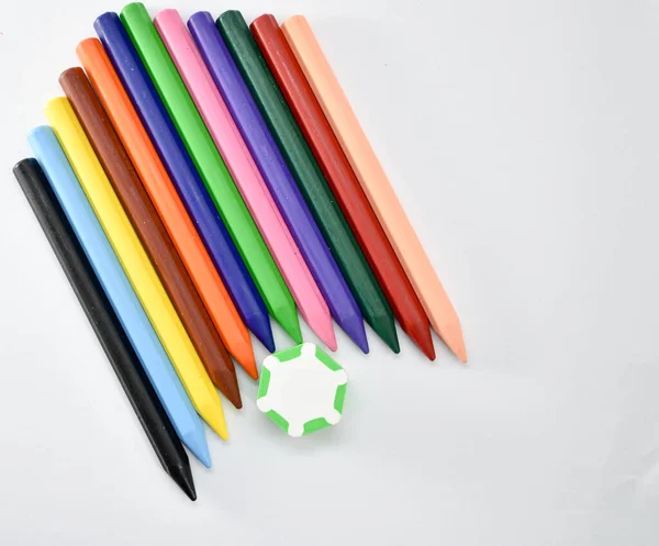 Big Colourful Crayons Kids — 图库照片