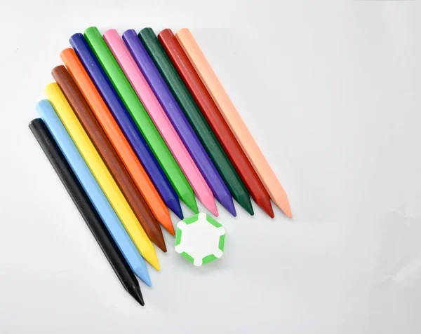 Big Colourful Crayons Kids — стокове фото