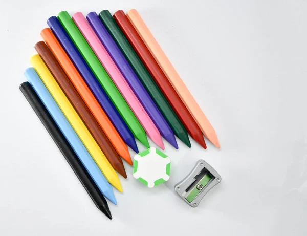 Big Colourful Crayons Kids — 图库照片