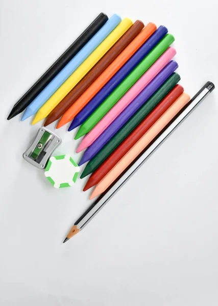 Big Colourful Crayons Kids — стокове фото