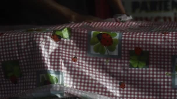 멕시코의한 식당에서 플라스틱 식탁보를 손으로 청소하는 — 비디오