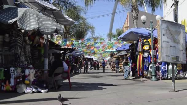 Plaza Santa Cecilia em Tijuana com pessoas em máscaras — Vídeo de Stock