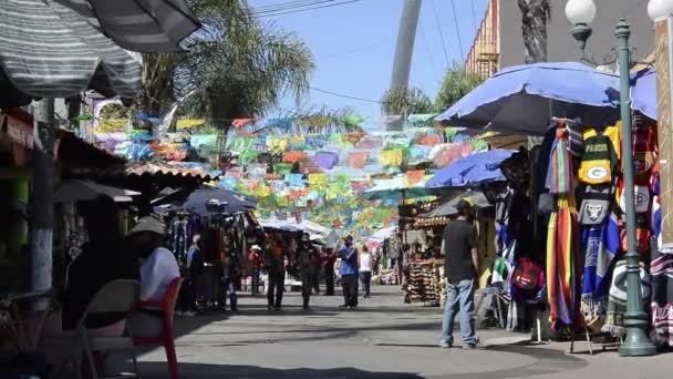 Santa Cecilia Plaza Tijuana 'da maskeli insanlarla — Stok video