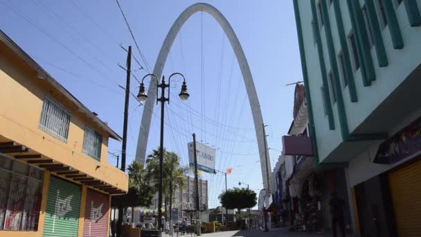 Tijuanas millenium arch during covid-19 coronavirus pandemic — Stock video