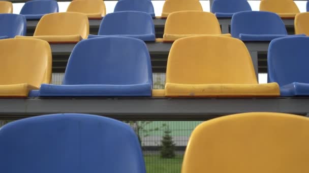 Empty Rows Seats Football Stadium Plastic Seats Stadium Sepak Bola — Stok Video