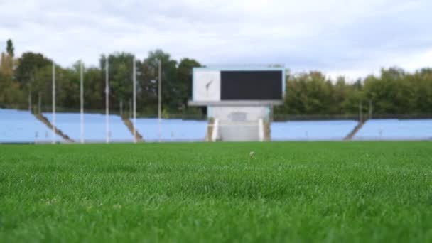 Stadio Calcio Vuoto Con Quadro Valutazione Prima Della Partita Durante — Video Stock