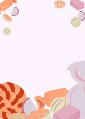 Şekerler. Çikolata dolgulu, lolipop, marmelat, çikolata.