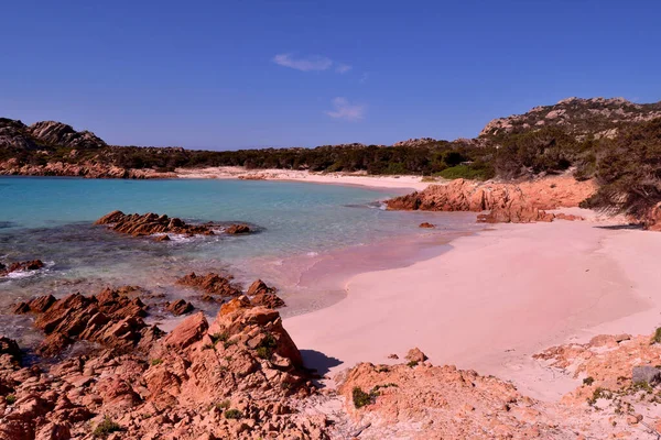 Вид Прекрасный Розовый Пляж Коста Смеральда Сардиния Италия — стоковое фото