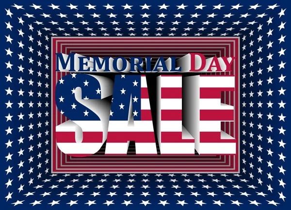 ABD Anma Günü 'nde reklam kampanyası için vektör illüstrasyonu. Amerikan bayrağı renginde 3 boyutlu bir kutu. İşiniz için mükemmel..