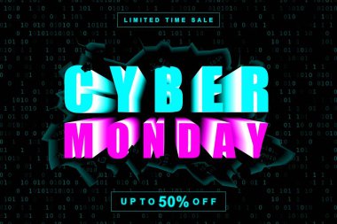 Pazartesi günü siber satış için vektör illüstrasyonu. İşiniz için mükemmel..