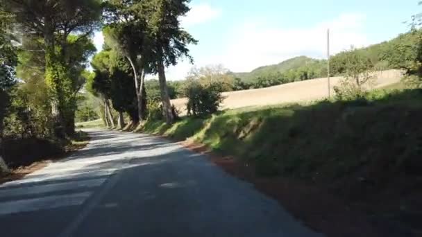 Vista Uma Estrada Longo Bela Paisagem Toscana Itália — Vídeo de Stock