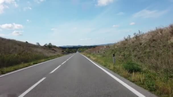 Vista Uma Estrada Longo Bela Paisagem Toscana Itália — Vídeo de Stock