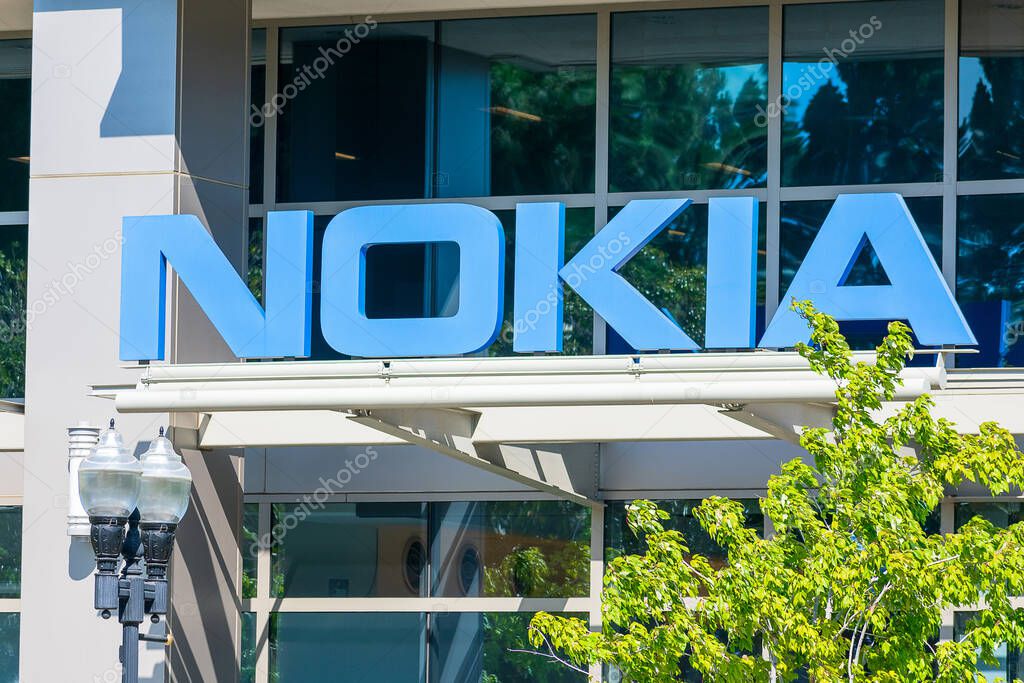 Nokia corporate campus in Silicon Valley. Nokia is Finnish multinational telecommunications, information technology, consumer electronics company - Sunnyvale, California, USA - 2020