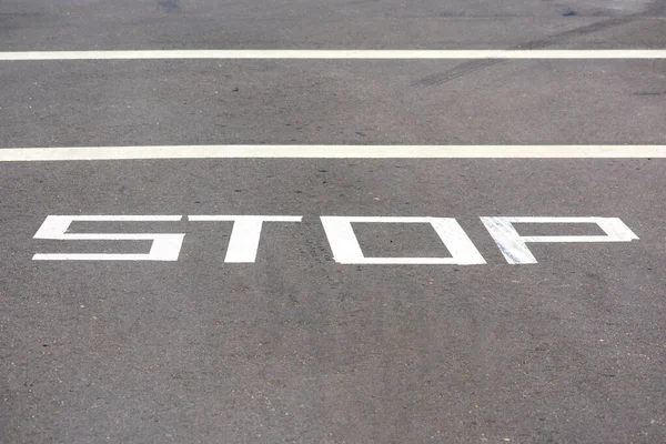 Temporarily Stop Warning Traffic Sign Painted Street Surface — Stock Photo, Image